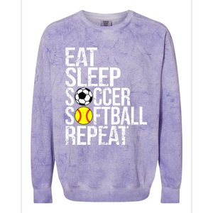 Eat Sleep Soccer Softball Repeat Funny Ball Colorblast Crewneck Sweatshirt