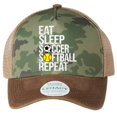 Eat Sleep Soccer Softball Repeat Funny Ball Legacy Tie Dye Trucker Hat