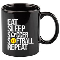 Eat Sleep Soccer Softball Repeat Funny Ball 11oz C Handle Ceramic Mug