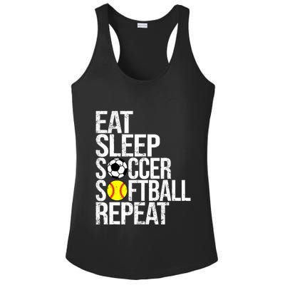 Eat Sleep Soccer Softball Repeat Funny Ball Ladies PosiCharge Competitor Racerback Tank