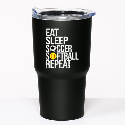 Eat Sleep Soccer Softball Repeat Funny Ball Tumbler