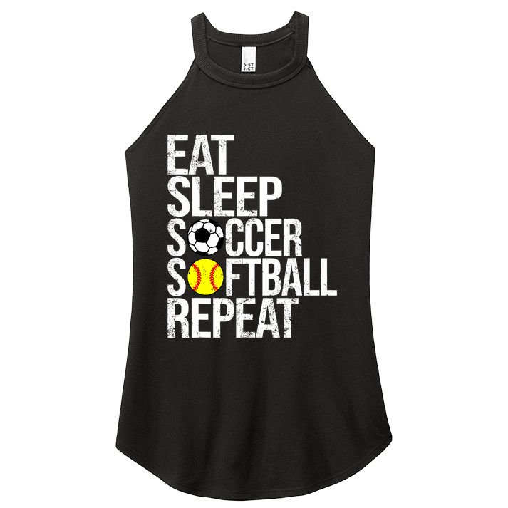 Eat Sleep Soccer Softball Repeat Funny Ball Women's Perfect Tri Rocker Tank