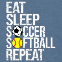 Eat Sleep Soccer Softball Repeat Funny Ball Garment-Dyed Sweatshirt