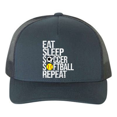 Eat Sleep Soccer Softball Repeat Funny Ball Yupoong Adult 5-Panel Trucker Hat