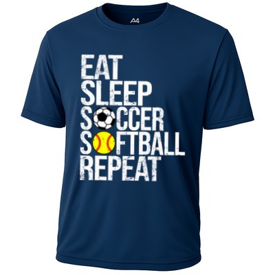 Eat Sleep Soccer Softball Repeat Funny Ball Performance Shirt