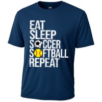Eat Sleep Soccer Softball Repeat Funny Ball Cooling Performance Crew T-Shirt