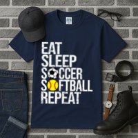 Eat Sleep Soccer Softball Repeat Funny Ball Tall T-Shirt