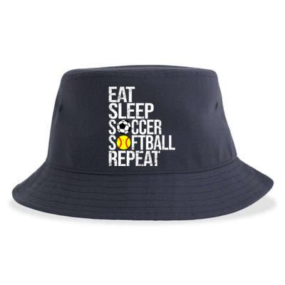 Eat Sleep Soccer Softball Repeat Funny Ball Sustainable Bucket Hat