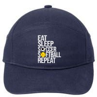 Eat Sleep Soccer Softball Repeat Funny Ball 7-Panel Snapback Hat