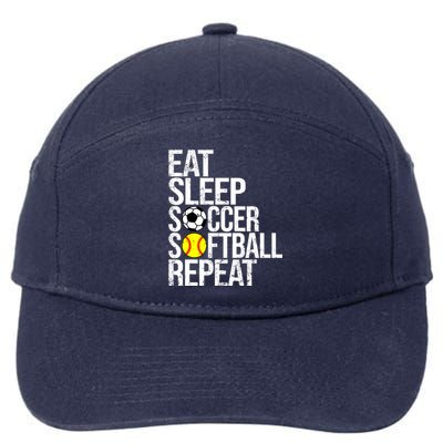 Eat Sleep Soccer Softball Repeat Funny Ball 7-Panel Snapback Hat