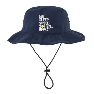 Eat Sleep Soccer Softball Repeat Funny Ball Bucket Hat