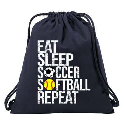 Eat Sleep Soccer Softball Repeat Funny Ball Drawstring Bag