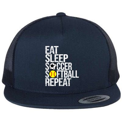 Eat Sleep Soccer Softball Repeat Funny Ball Flatbill Hat