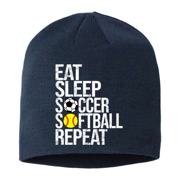 Eat Sleep Soccer Softball Repeat Funny Ball Sustainable Beanie