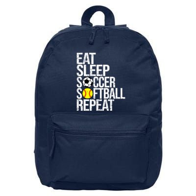 Eat Sleep Soccer Softball Repeat Funny Ball 16 in Basic Backpack