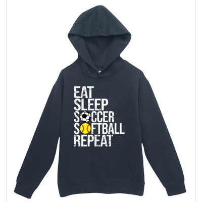 Eat Sleep Soccer Softball Repeat Funny Ball Urban Pullover Hoodie