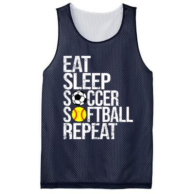 Eat Sleep Soccer Softball Repeat Funny Ball Mesh Reversible Basketball Jersey Tank