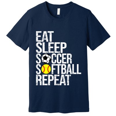 Eat Sleep Soccer Softball Repeat Funny Ball Premium T-Shirt