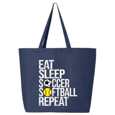 Eat Sleep Soccer Softball Repeat Funny Ball 25L Jumbo Tote