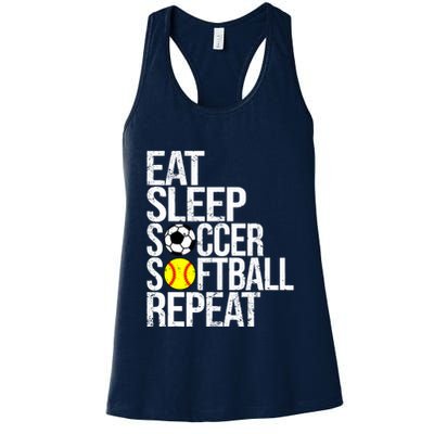 Eat Sleep Soccer Softball Repeat Funny Ball Womens Tank Top