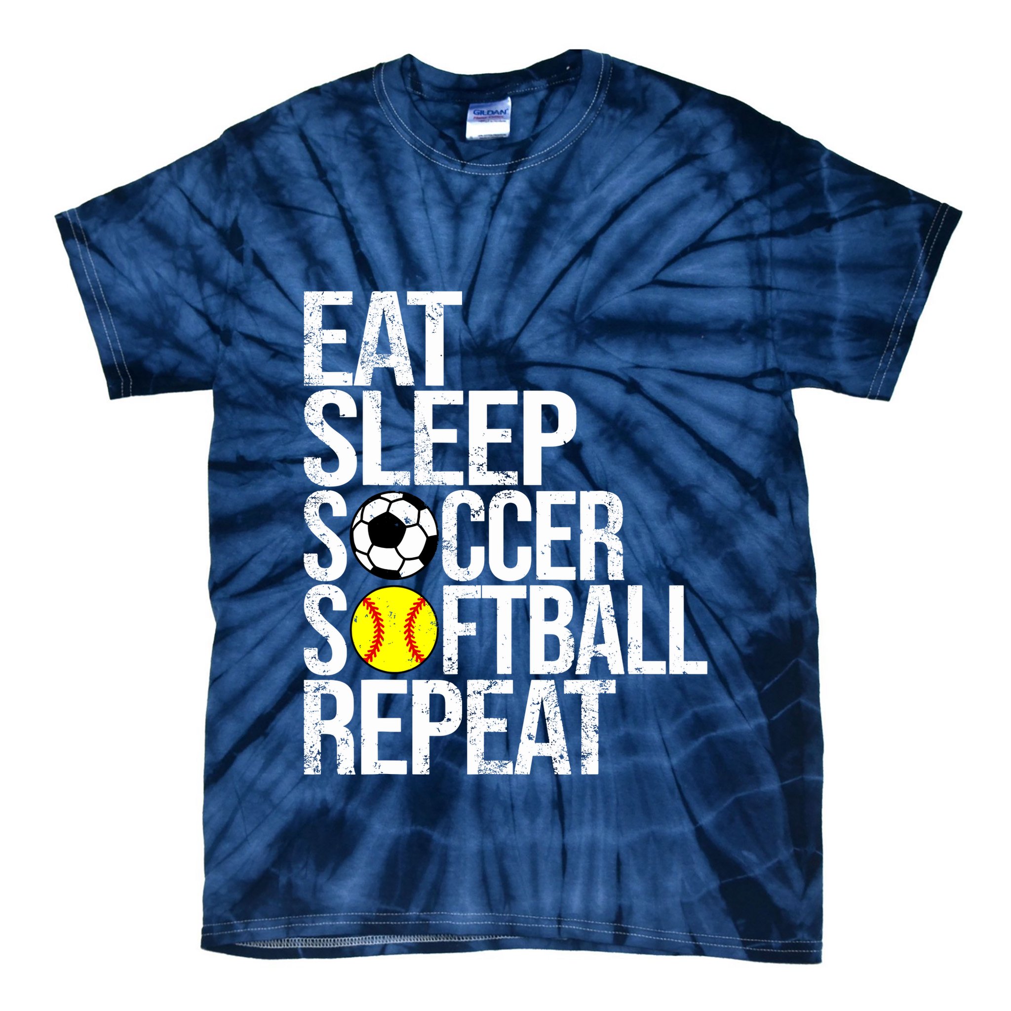 Eat Sleep Soccer Softball Repeat Funny Ball Tie-Dye T-Shirt