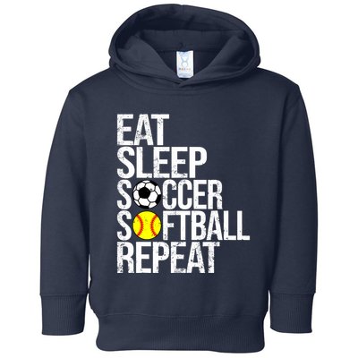 Eat Sleep Soccer Softball Repeat Funny Ball Toddler Hoodie