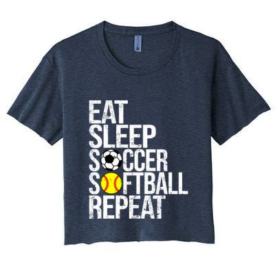 Eat Sleep Soccer Softball Repeat Funny Ball Crop Top