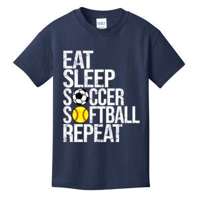 Eat Sleep Soccer Softball Repeat Funny Ball Kids T-Shirt