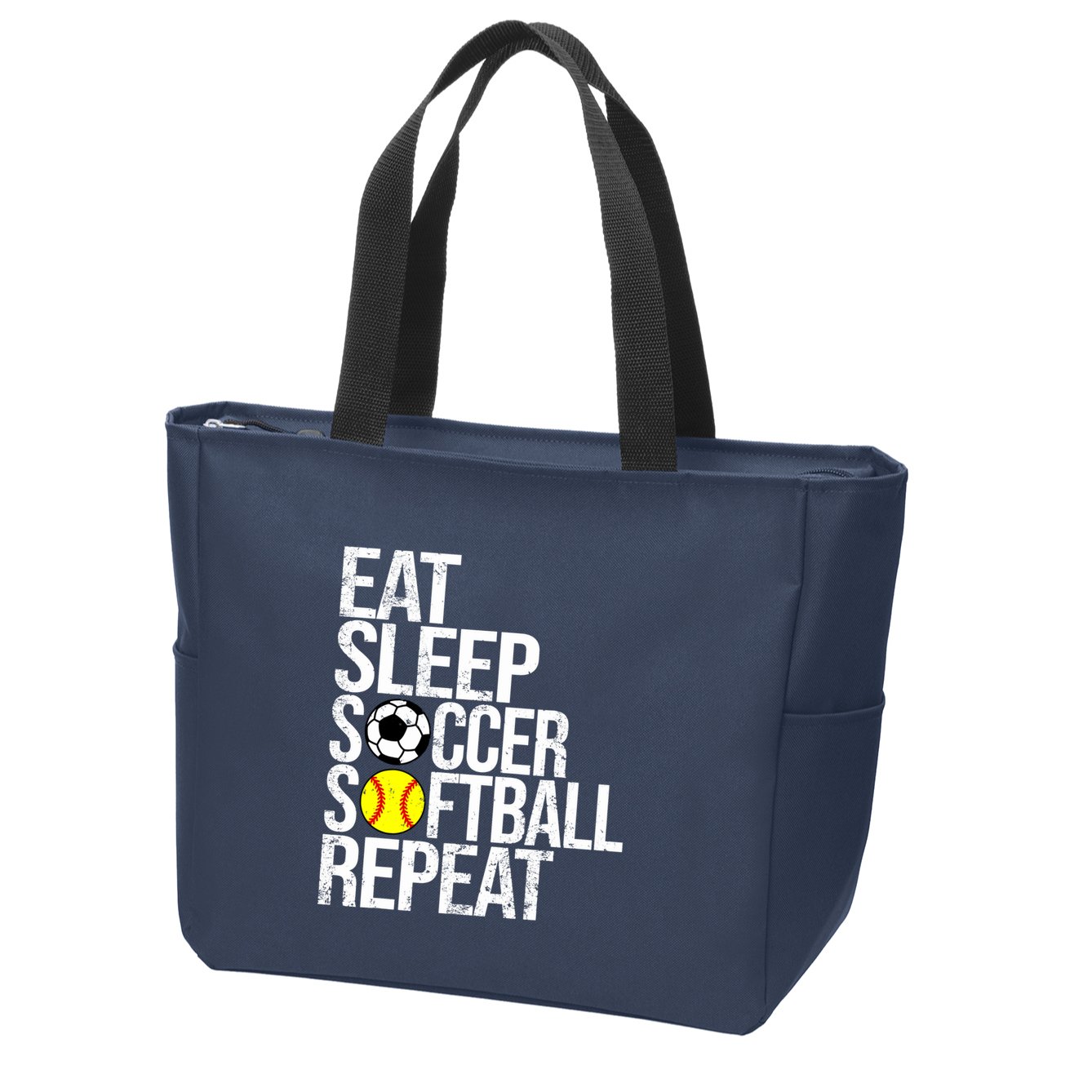 Eat Sleep Soccer Softball Repeat Funny Ball Zip Tote Bag