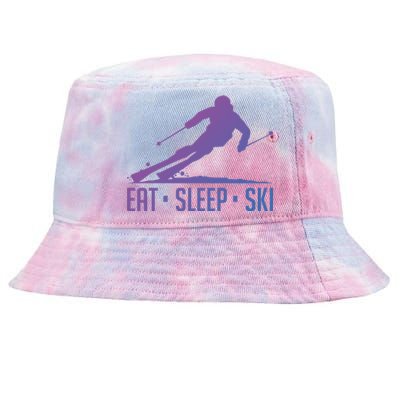 Eat Sleep Ski Skiing Skier Snow Winter Vacation Gift Great Gift Tie-Dyed Bucket Hat