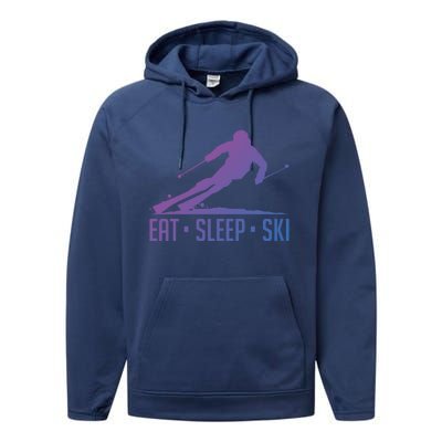 Eat Sleep Ski Skiing Skier Snow Winter Vacation Gift Great Gift Performance Fleece Hoodie