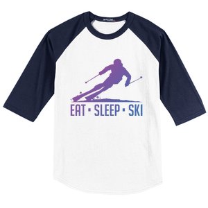 Eat Sleep Ski Skiing Skier Snow Winter Vacation Gift Great Gift Baseball Sleeve Shirt