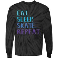 Eat Sleep Skate Repeat Ice Or Roller Skating Tie-Dye Long Sleeve Shirt