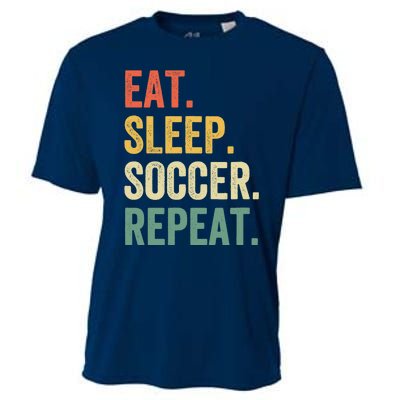 Eat Sleep Soccer Repeat Funny Soccer Player Coach Vintage Cooling Performance Crew T-Shirt