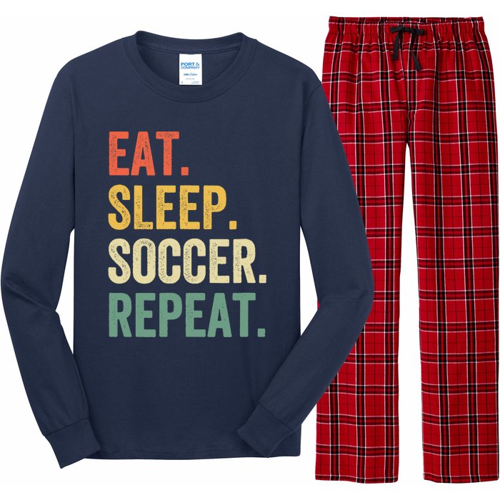 Eat Sleep Soccer Repeat Funny Soccer Player Coach Vintage Long Sleeve Pajama Set