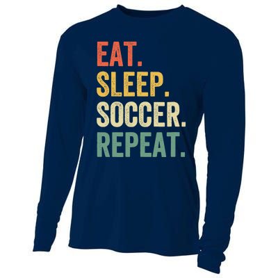 Eat Sleep Soccer Repeat Funny Soccer Player Coach Vintage Cooling Performance Long Sleeve Crew