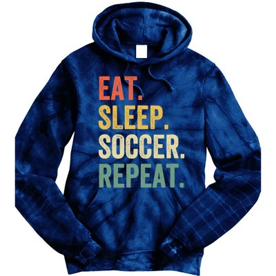 Eat Sleep Soccer Repeat Funny Soccer Player Coach Vintage Tie Dye Hoodie