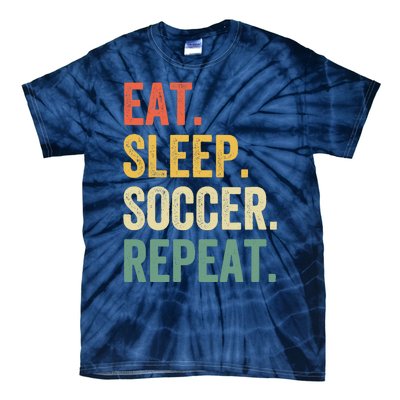 Eat Sleep Soccer Repeat Funny Soccer Player Coach Vintage Tie-Dye T-Shirt