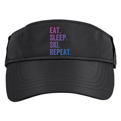 Eat Sleep Ski Repeat Funny Skier Vintage Skiing Meaningful Gift Adult Drive Performance Visor