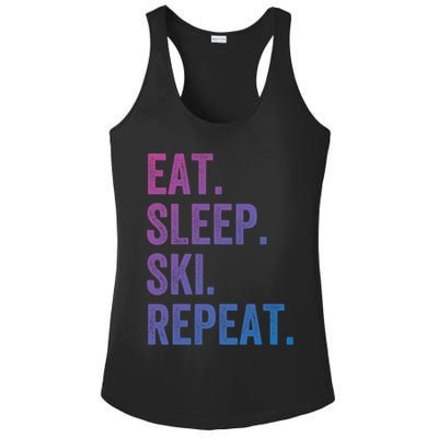 Eat Sleep Ski Repeat Funny Skier Vintage Skiing Meaningful Gift Ladies PosiCharge Competitor Racerback Tank
