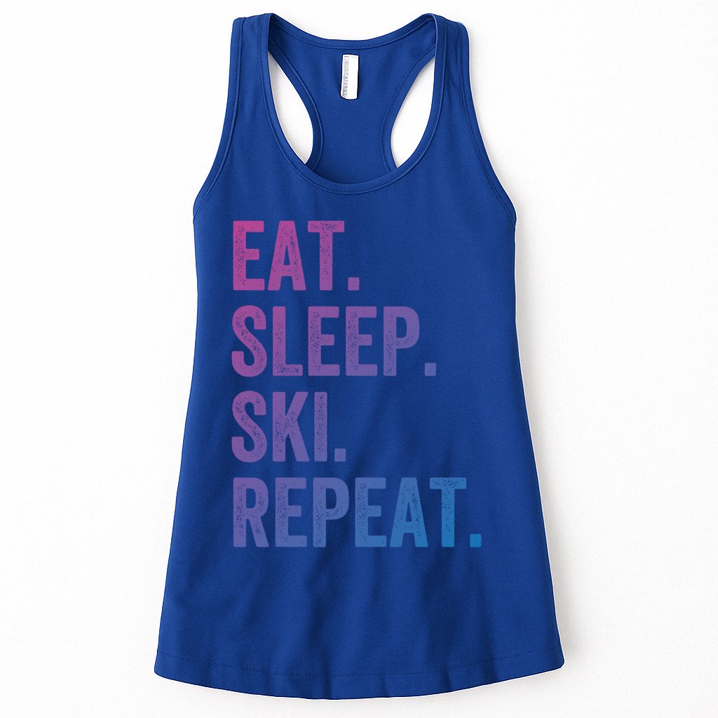 Eat Sleep Ski Repeat Funny Skier Vintage Skiing Meaningful Gift Womens Tank Top