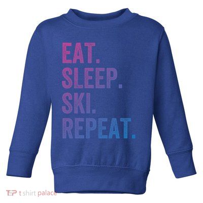 Eat Sleep Ski Repeat Funny Skier Vintage Skiing Meaningful Gift Toddler Sweatshirt