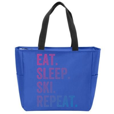 Eat Sleep Ski Repeat Funny Skier Vintage Skiing Meaningful Gift Zip Tote Bag