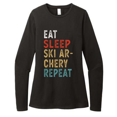 Eat Sleep Ski Archery Repeat Funny Player Gift Idea Vintage Gift Womens CVC Long Sleeve Shirt