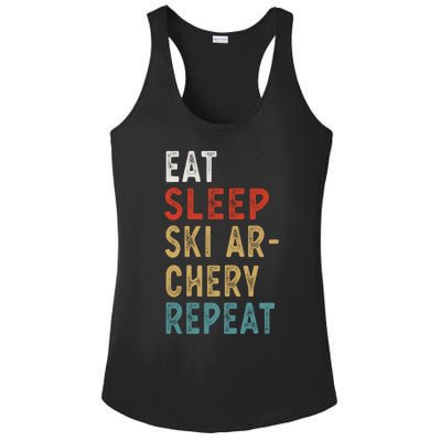 Eat Sleep Ski Archery Repeat Funny Player Gift Idea Vintage Gift Ladies PosiCharge Competitor Racerback Tank