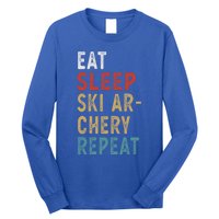 Eat Sleep Ski Archery Repeat Funny Player Gift Idea Vintage Gift Long Sleeve Shirt