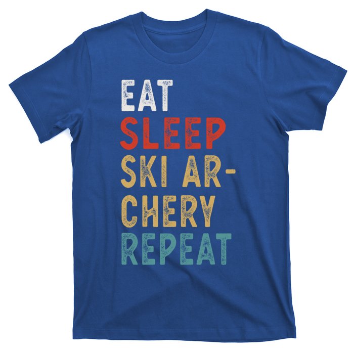 Eat Sleep Ski Archery Repeat Funny Player Gift Idea Vintage Gift T-Shirt