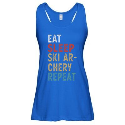 Eat Sleep Ski Archery Repeat Funny Player Gift Idea Vintage Gift Ladies Essential Flowy Tank