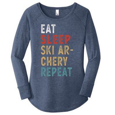 Eat Sleep Ski Archery Repeat Funny Player Gift Idea Vintage Gift Women's Perfect Tri Tunic Long Sleeve Shirt