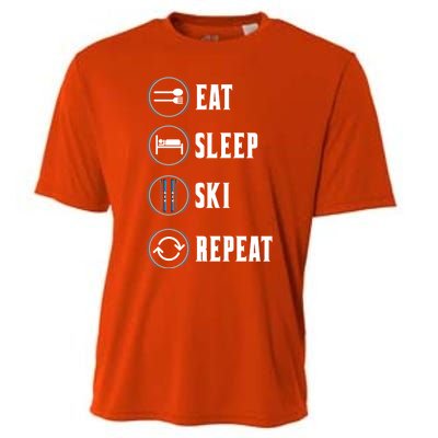 Eat Sleep Ski Repeat Funny Skiing Skier Winter Sports Ski Meaningful Gift Cooling Performance Crew T-Shirt